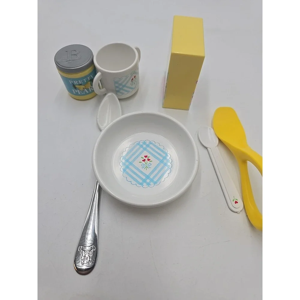 Pleasant Company AG Bitty Baby Breakfast‎ Set, O's Cereal, Bowl & Cup, pears